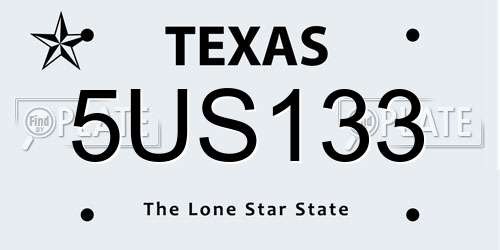 5US133 Texas License Plate