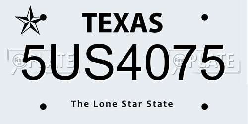 5US4075 Texas License Plate