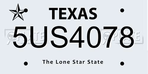 5US4078 Texas License Plate