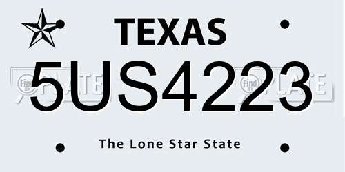 5US4223 Texas License Plate