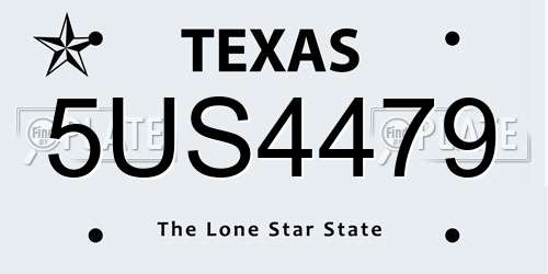 5US4479 Texas License Plate