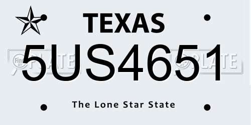 5US4651 Texas License Plate