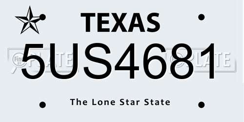 5US4681 Texas License Plate