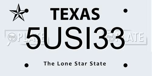 5USI33 Texas License Plate