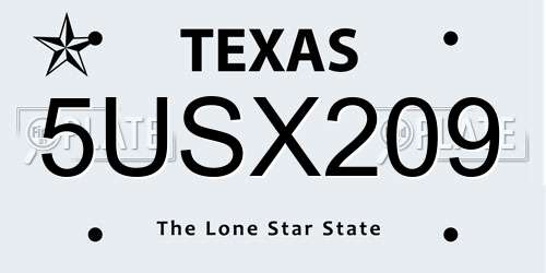 5USX209 Texas License Plate