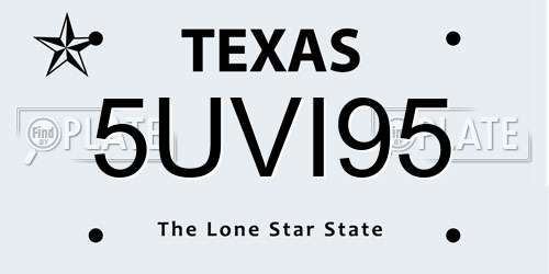 5UVI95 Texas License Plate