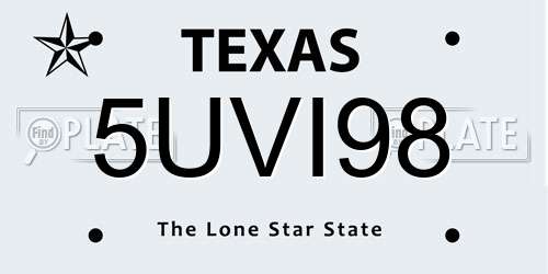 5UVI98 Texas License Plate