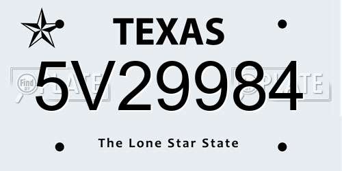 5V29984 Texas License Plate