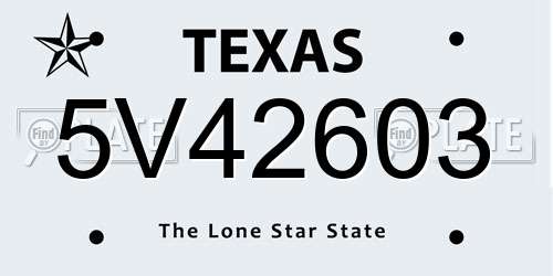 5V42603 Texas License Plate