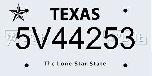 5V44253 Texas License Plate