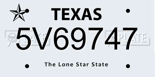 5V69747 Texas License Plate