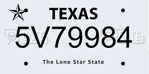 5V79984 Texas License Plate