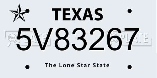 5V83267 Texas License Plate