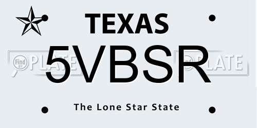 5VBSR Texas License Plate
