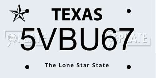 5VBU67 Texas License Plate