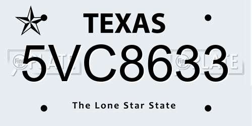 5VC8633 Texas License Plate