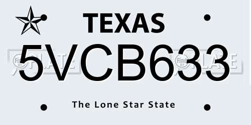 5VCB633 Texas License Plate