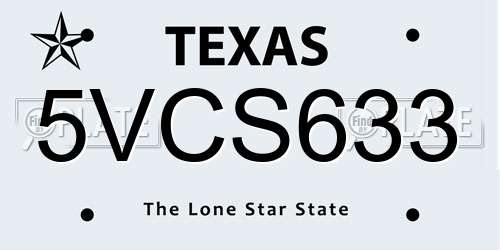 5VCS633 Texas License Plate