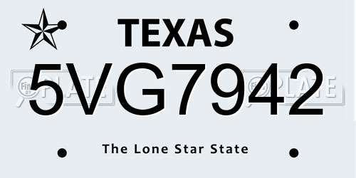 5VG7942 Texas License Plate