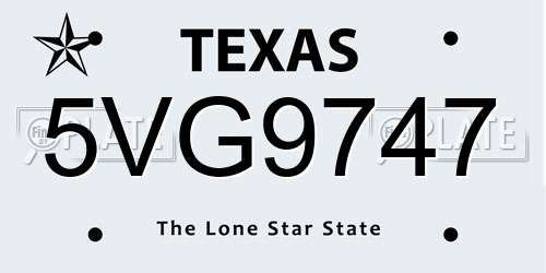 5VG9747 Texas License Plate