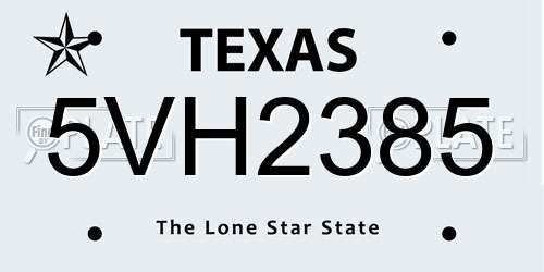 5VH2385 Texas License Plate