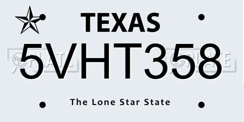5VHT358 Texas License Plate