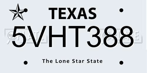 5VHT388 Texas License Plate