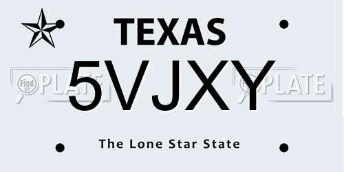 5VJXY Texas License Plate