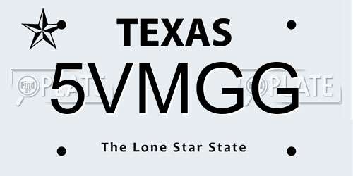 5VMGG Texas License Plate