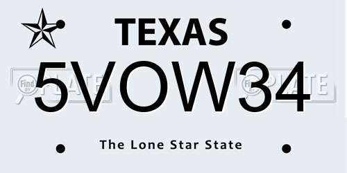 5VOW34 Texas License Plate