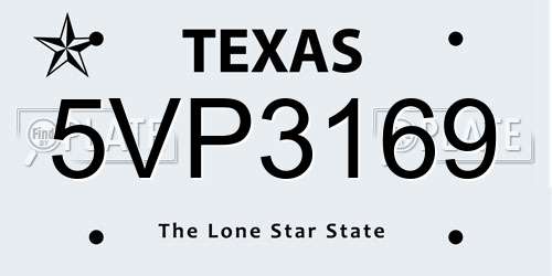 5VP3169 Texas License Plate