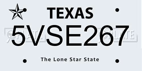5VSE267 Texas License Plate
