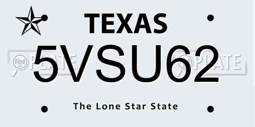5VSU62 Texas License Plate