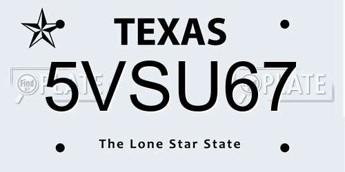 5VSU67 Texas License Plate