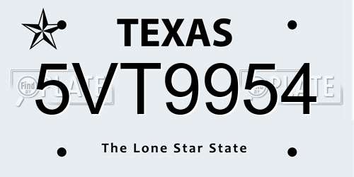 5VT9954 Texas License Plate