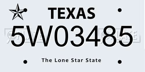 5W03485 Texas License Plate
