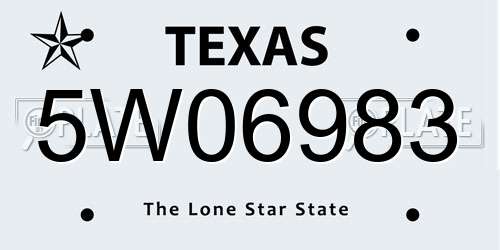 5W06983 Texas License Plate