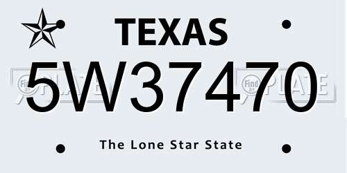 5W37470 Texas License Plate