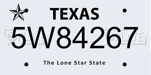 5W84267 Texas License Plate