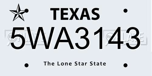 5WA3143 Texas License Plate