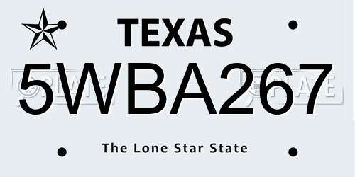 5WBA267 Texas License Plate