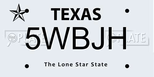 5WBJH Texas License Plate