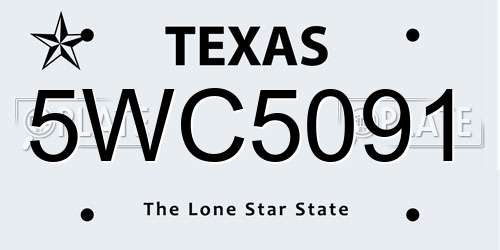 5WC5091 Texas License Plate