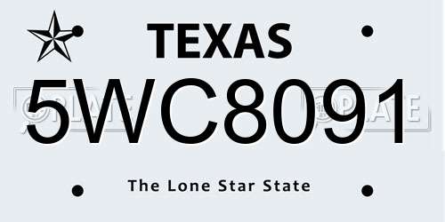 5WC8091 Texas License Plate