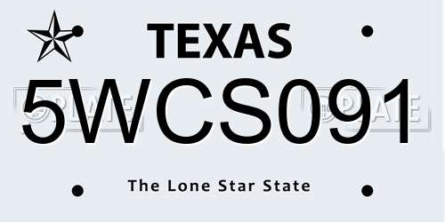 5WCS091 Texas License Plate