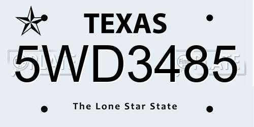 5WD3485 Texas License Plate