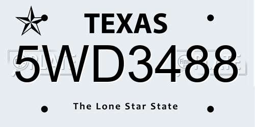 5WD3488 Texas License Plate
