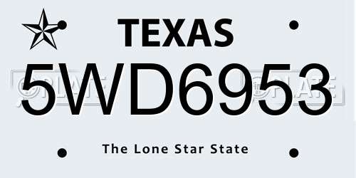 5WD6953 Texas License Plate