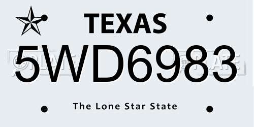 5WD6983 Texas License Plate