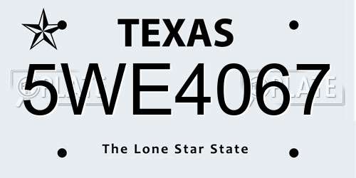 5WE4067 Texas License Plate